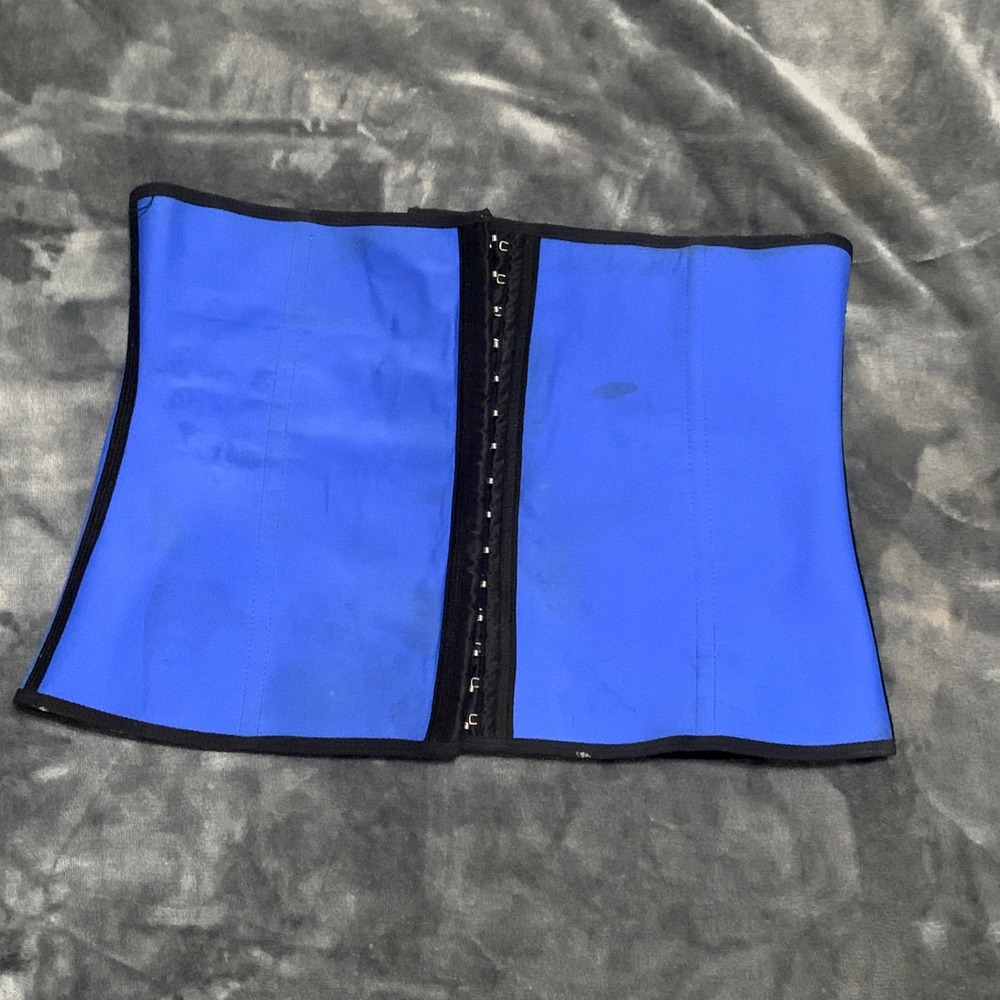iCollection Blue Waist Trainer Corset Cincher Hook Eye Closure Womens Size 1X